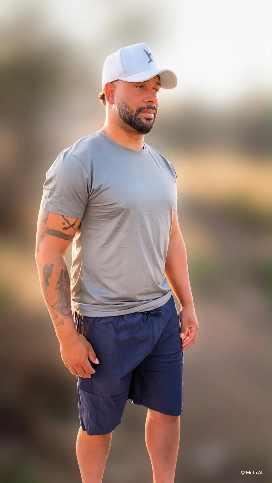 Look masculino Ponto Fitness: camiseta cinza e bermuda